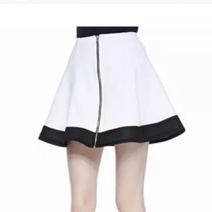 Cut25 by Yigal Azrouel White Ponte Tech Mesh-Hem Front-Zip A-Line Skirt 2 $300.